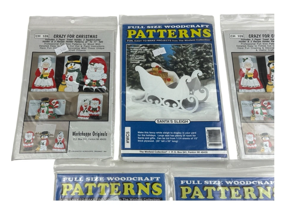 Lote de 5 Patrones de Navidad Artesanía en Madera Elfos Santa Workshoppe Originales Nuevos Foto 4 de 4