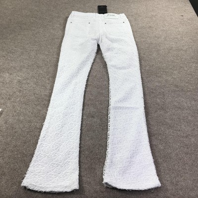 38baby　GUAPI Guapi Pants Mens 38 White Distressed Flare Jeans Raw Edge