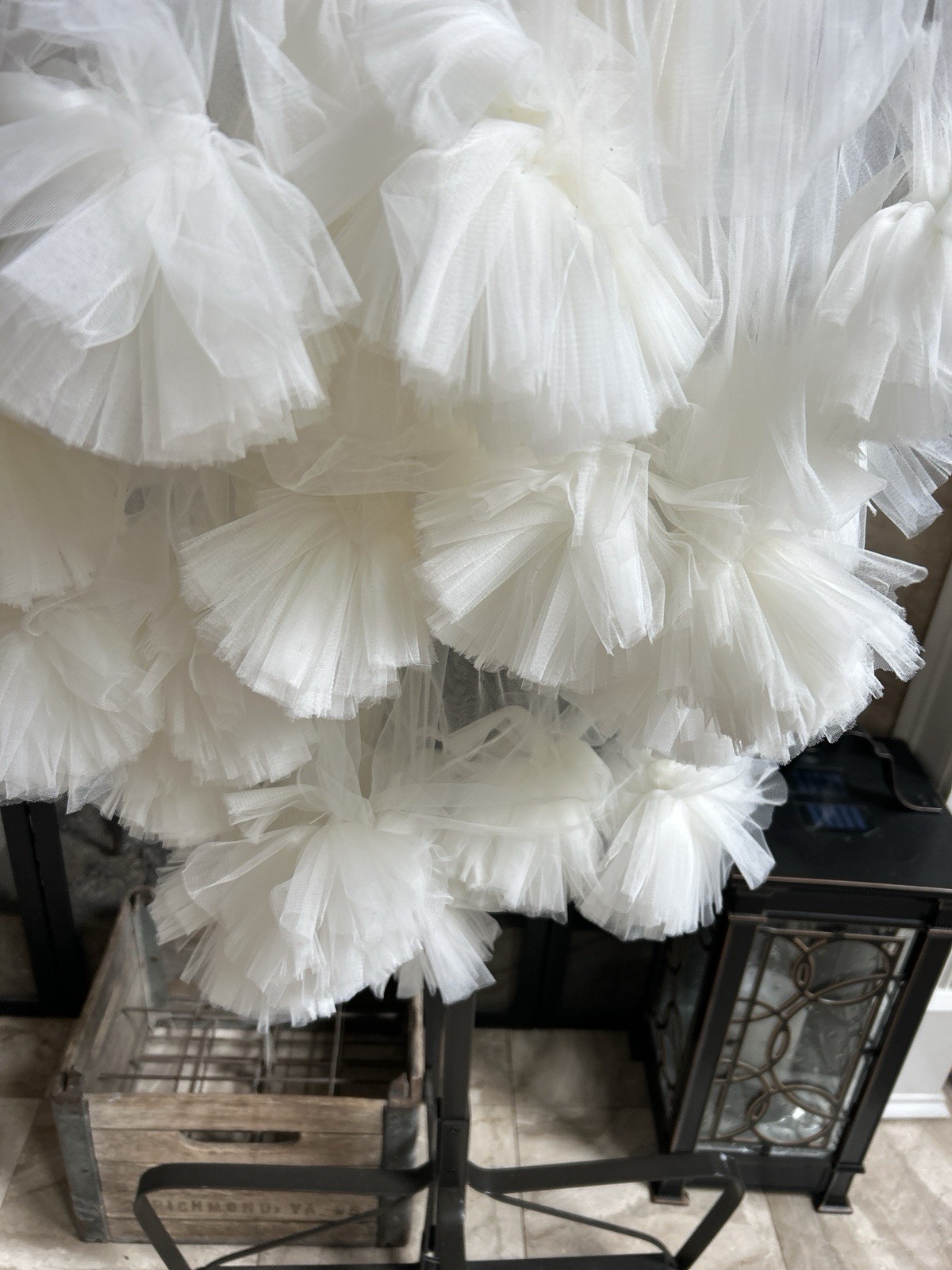 PORCA girls petticoat tulle ruffle pompon dress - bright white - size 8