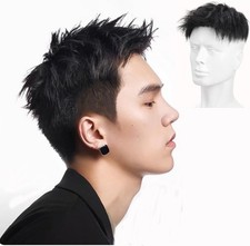 Natural Curly Topper Human Hair Clip in Replacement  Hair Pieces Wig For Men