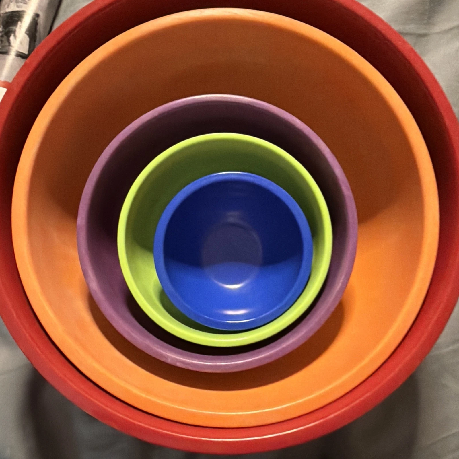 Set of 5 GHP Melamine Nesting Mixing Bowls Rainbow Colors Assorted Sizes