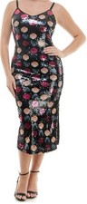 Women Disco Retro Party Glam Clubwear Holiday New Year Dance Sequin Midi Dress 4