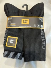 NEW Caterpillar Mens 6 pc Black Crew Socks Mid-Weight Boot Cushion Anti Odor