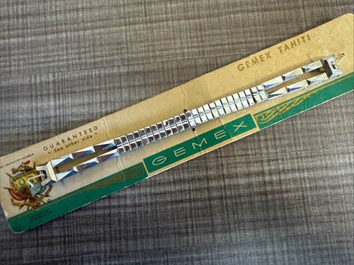 NOS Vintage GEMEX Damen 12k Weißgold Filled Expanding Uhrenarmband - Bild 1 von 10