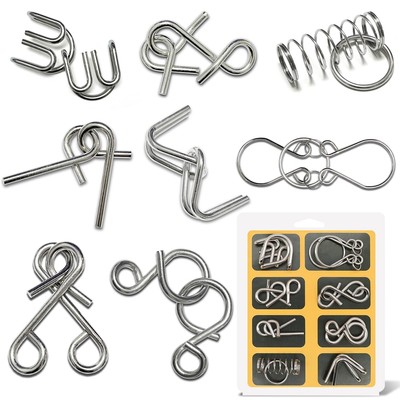 8 Stück Knobelspiele Metall, Metalldraht Puzzle, Metallpuzzle Metallknobellei...