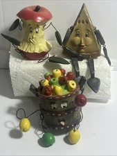 LOT 3 VINTAGE Apple Fruit Shelf Sitters Anthropomorphic Resin Figures WMG