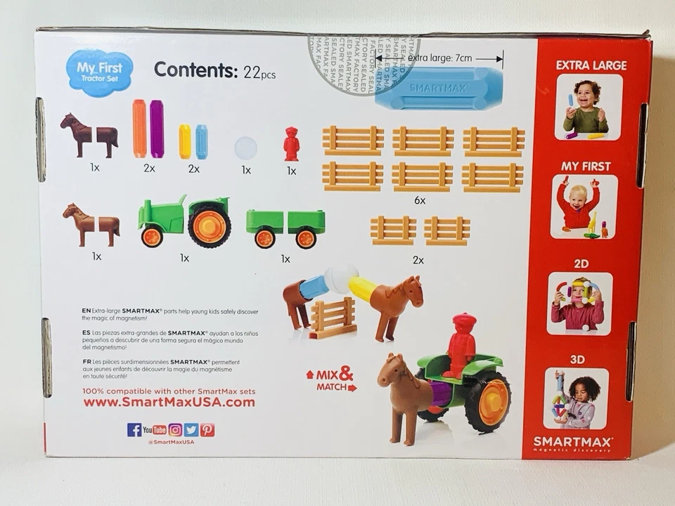 Smartmax My First Tractor Farm Playset 22 Piece Magnetic Stem Toy For Ages 1-5 - Image 2 of 4