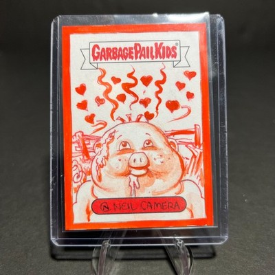 2021 GARBAGE PAIL KIDS FUNNY VALENTINES ROB SLOB COLORED SKETCH CARD NEIL CAMERA