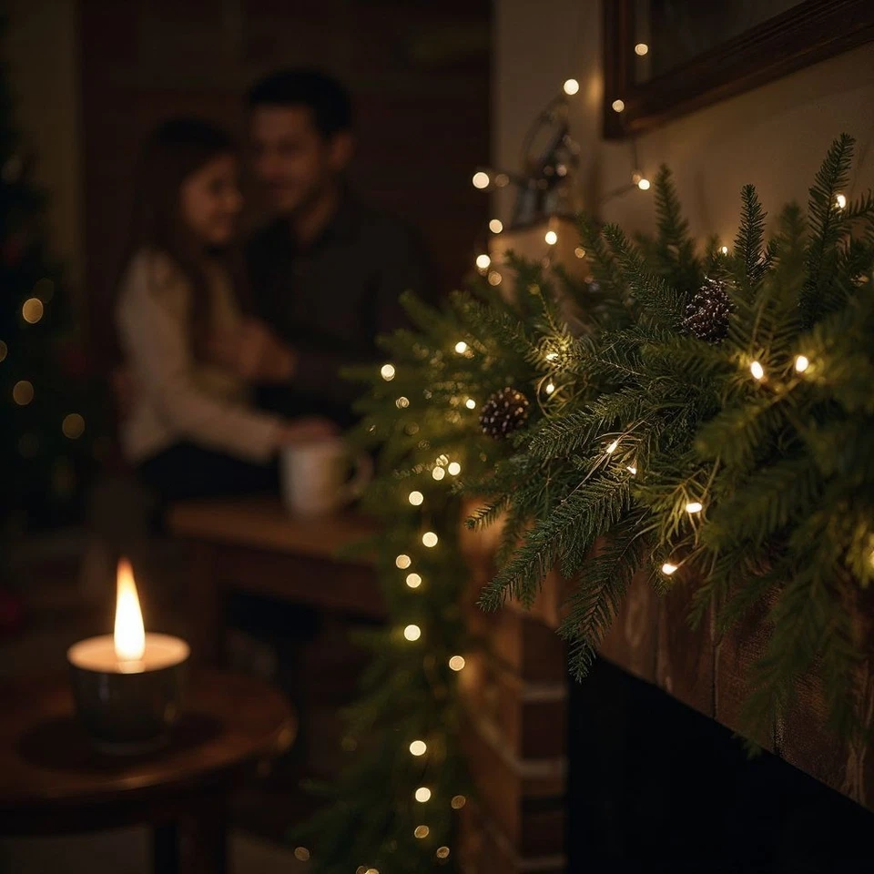 Искусственная рождественская гирлянда Vickerman 9' Camdon Fir - 150 теплых белых светодиодов - Изображение 3 из 4