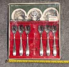WUSTHOF DREIZACK 18/8 Rostfrei 6 Clam Oyster Forks + 1 Kreier Tea Towel Set READ