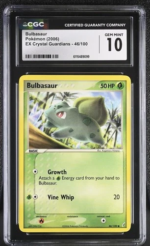 CGC GEM MINT 10 Pokemon Bulbasaur 46/100 2006 EX Crystal Guardians