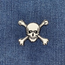 Skull  Crossbones Applique Patch - Embroidered Halloween Skeleton Badge 2.5"