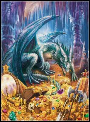 Dragon Treasure - Chart Counted Cross Stitch Patterns Needlework DIY DMC Color  