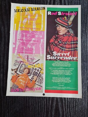 MALCOLM MCLAREN ROD STEWART SWEET SURRENDER MUSIC Album ADVERT 8.5X11'' POSTER