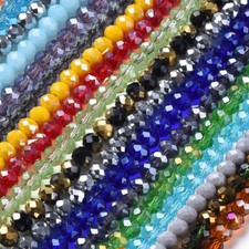 20Strands Faceted Rondelle Electroplate Glass Beads Strand Mixed Color 4-8mm 16"