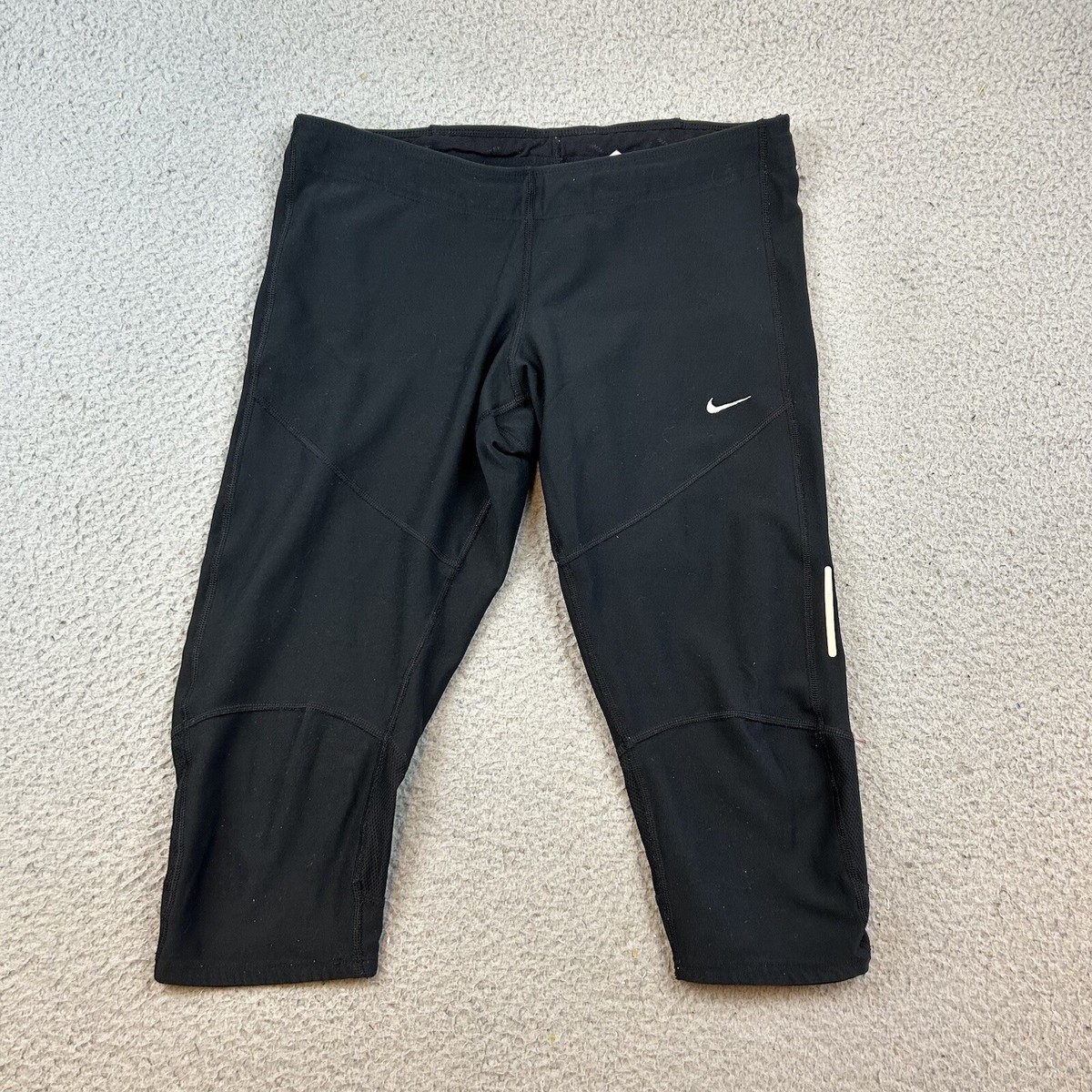 Nike Dri Fit Capri Leggings Womens Medium Black Athletic Zippered