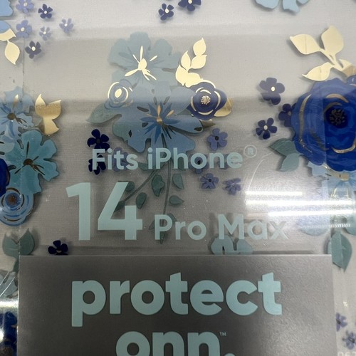 Onn Apple IPhone 14 Pro max, Blue Floral & Pink Floral Gray Clouds Case - 3pc - Foto 2 di 5