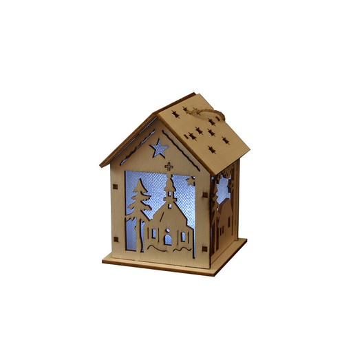 Linternas de Navidad con forma de casa de madera decoraciones hágalo usted mismo únicas - Imagen 15 de 15