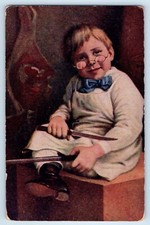 c1910's Cute Little Boy Chef With Knife Apron Unposted Antique Postcard