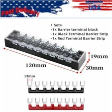 1Set Dual Row 8 Position Screw Terminal Electric Barrier Strip Block 600V 25A