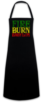 Fire Burn Babylon Grillschürze Kochschürze Rasta Reggae Jamaika Irie Rastafari