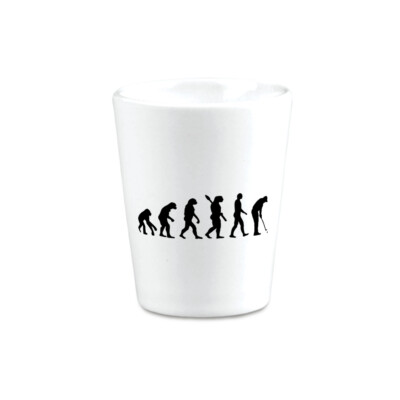 Ceramic Shot Glasses Human Evolution Evolve into Golf Player Olympics 2 Oz