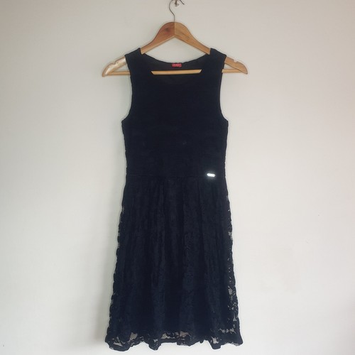 Abito donna nero GUESS nero pizzo aderente e svasato senza maniche taglia small 8 10 NUOVO - Foto 2 di 22