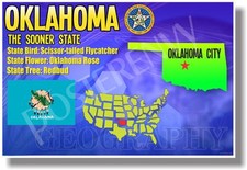 Oklahoma Geography - NEW U.S State Travel POSTER