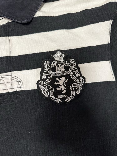 Vintage Polo Ralph Lauren Polo Shirt Mens XL Black White Stripe Patch Crest 3 - 第 2/9 張圖片