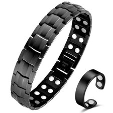 Magnetic Bracelet for Men Stainless Steel Magnet Bracelet Free Ring Jewelry Gift