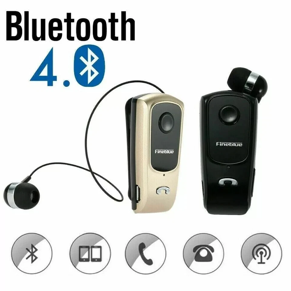 AURICOLARE CUFFIE BLUETOOTH RETRATTILE WIRELESS CLIP con VIBRAZIONE Android IOS - Immagine 2 di 4