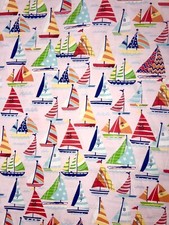 Sailboats Nautical Theme Collection 100 Cotton Fabric HALF YARD 18 x 45