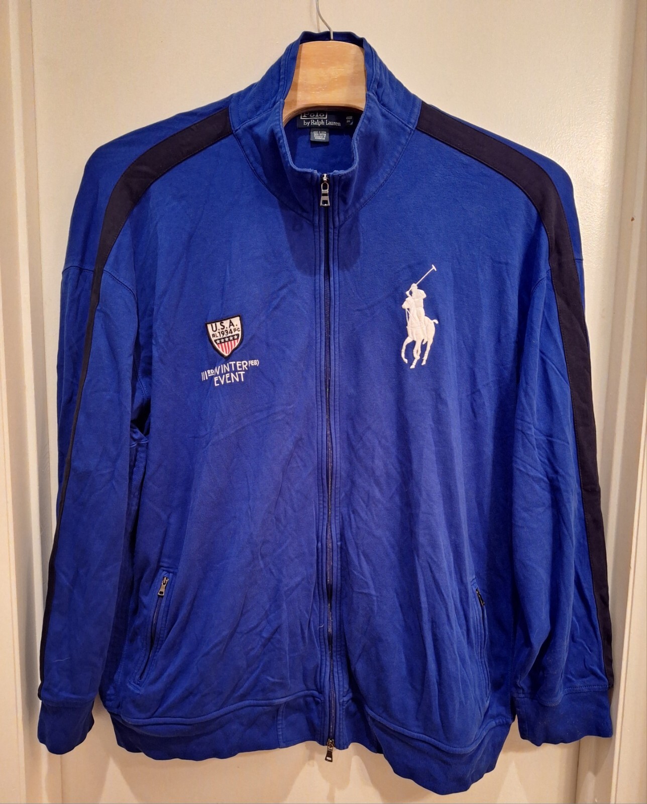 Giacca Vintage Polo Ralph Lauren Evento Invernale Uomo 4XB Big Pony USA 1934 Pista