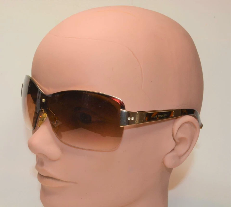 Gafas de sol Steve Madden MGLD S554 para mujer con escudo tortuga dorado marrón degradado