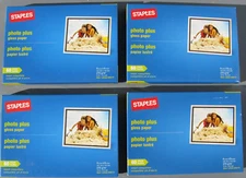 Lot 4 Staples Photo Plus Gloss Paper 4" x 6" Inkjet Printer Compatible, 60 Packs