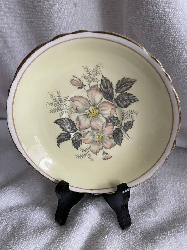 Paragon Double Warrant A703 Saucer Gold Trimmed Scalloped Edge Floral Dogwood