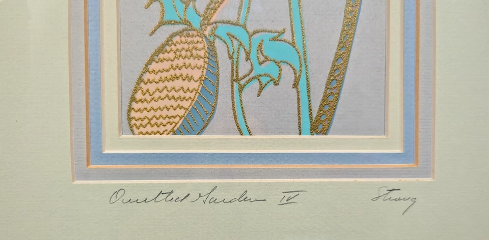 Arte original vintage Harris fuerte "jardín" enmarcado mate firmado Foto 2 de 4