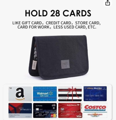 Bolso en un bolso Cartera Cartera Negra Tiene Capacidad 28 Tarjetas Nuevo - Imagen 2 de 5