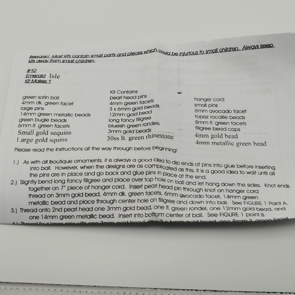 Mary Maxim Beaded Ornament Kit 15572 Emerald Isle Green Satin Ball Beads Sequins eBay