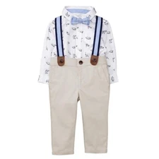 NWT Gymboree Baby Boy Dino Suspender Set Wedding Easter Dressed Up