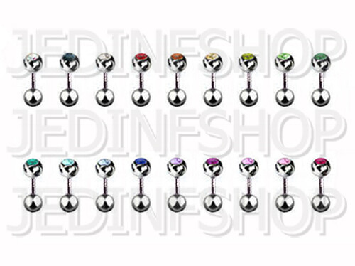 Straight Barbell Bar | 1.2mm (16g) - 6mm | Single Gem - 18 Colours | Steel - Picture 1 of 1