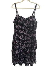Torrid sz 1 floral Knee Length Sundress summer dress Black Floral Smocking #4080