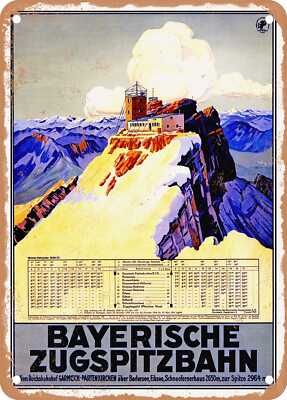 METAL SIGN - 1930 Bavarian Zugspitze Railway Vintage Ad