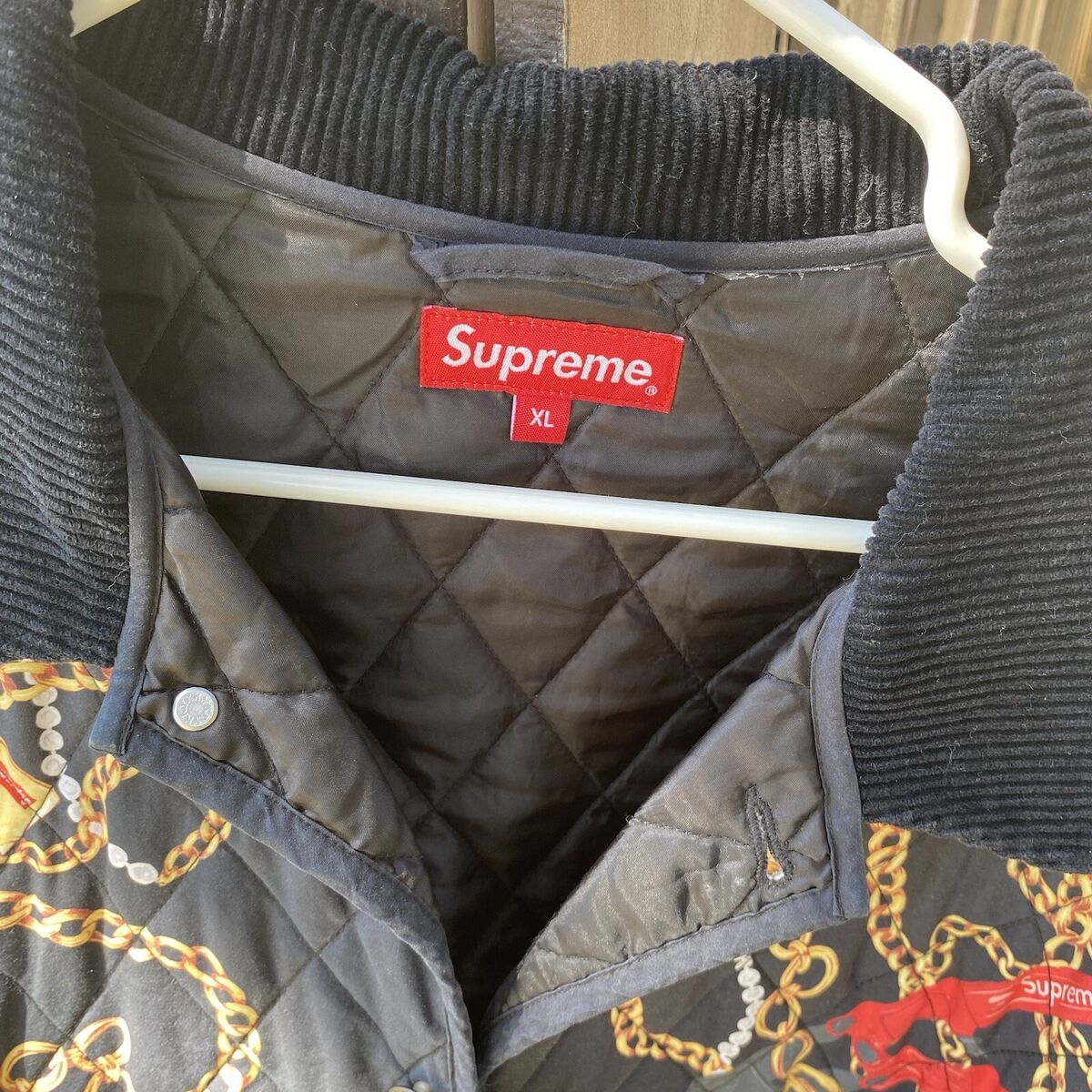 New Supreme Chains Quilted Jacket Coat Black Fall Winter New Supreme Chains Quilted Jacket Coat Black Fall Winter