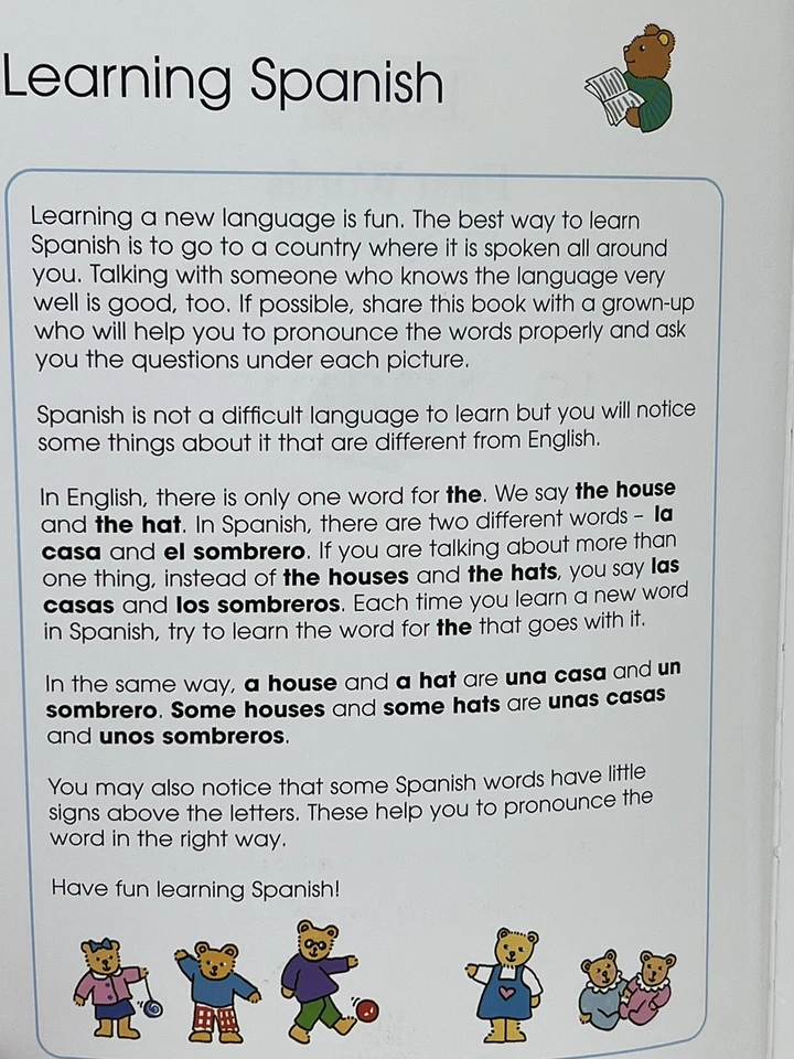 1000 FIRST WORDS IN  SPANISH - SAM BUDDS- HARDCOVER ILLUSTRATED KIDS BOOK VGC BN - Image 3 of 4