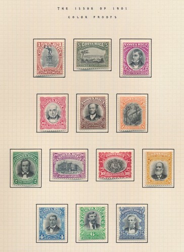COSTA RICA STAMPS 1901 COLOUR TRIAL SPECIMENS & PROOF PAGES, MINT OG H VF - 第 2/24 張圖片