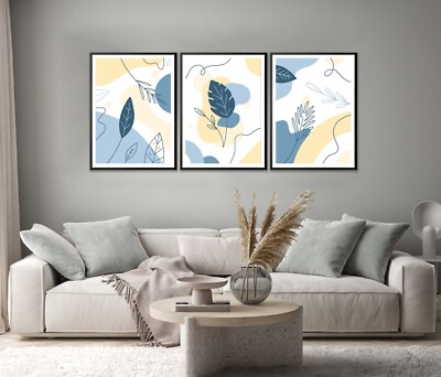 Color Leaf Vector Abstract Set of 3 Poster Wall Art Prints Unframed QUALITY