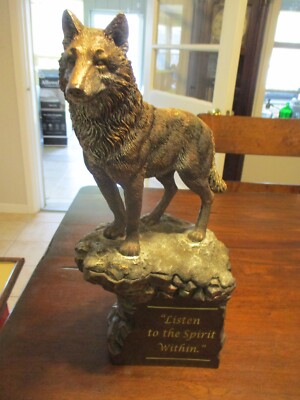 Bradford Exchange Listen to the Spirit Within by Al Agnew 2015 Wolf Sculpture