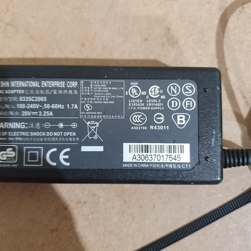 Li Shin 0335C2065 Black 20-Volts 3.25-A Laptop AC Power Supply Adapter Charger - Picture 3 of 5