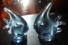 Angel Fish Blue Clear Art Glass pair Decor paperweight — photo 1